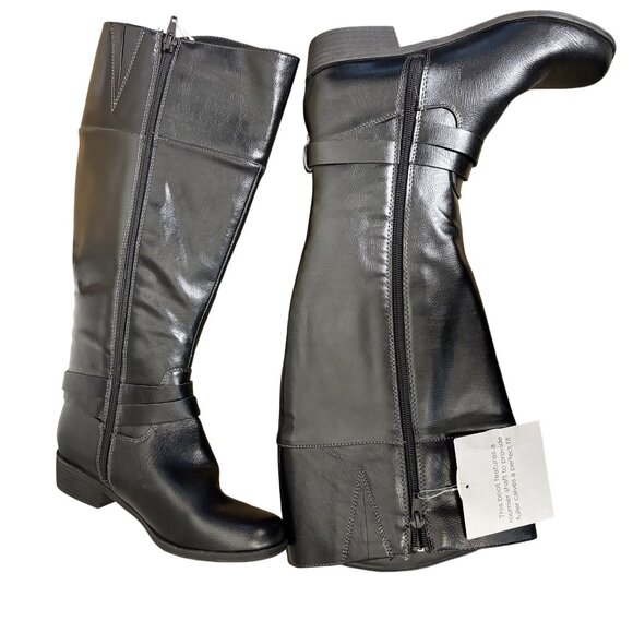 Natural Soul All-Thru Comfort Wide Calf Black Knee-High Boots 6.5M - Picture 5 of 7